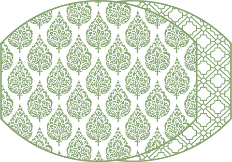 PREORDER ~  ELLIPSE TWO SIDED PLACEMAT FLORA AND ASIAN CANE ~ GREEN TEA