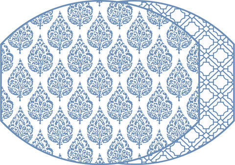 PREORDER ~  ELLIPSE TWO SIDED PLACEMAT FLORA AND ASIAN CANE ~ CADET