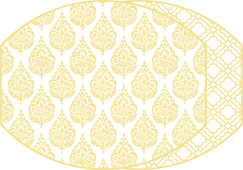 PREORDER ~  ELLIPSE TWO SIDED PLACEMAT FLORA AND ASIAN CANE ~ MARIGOLD