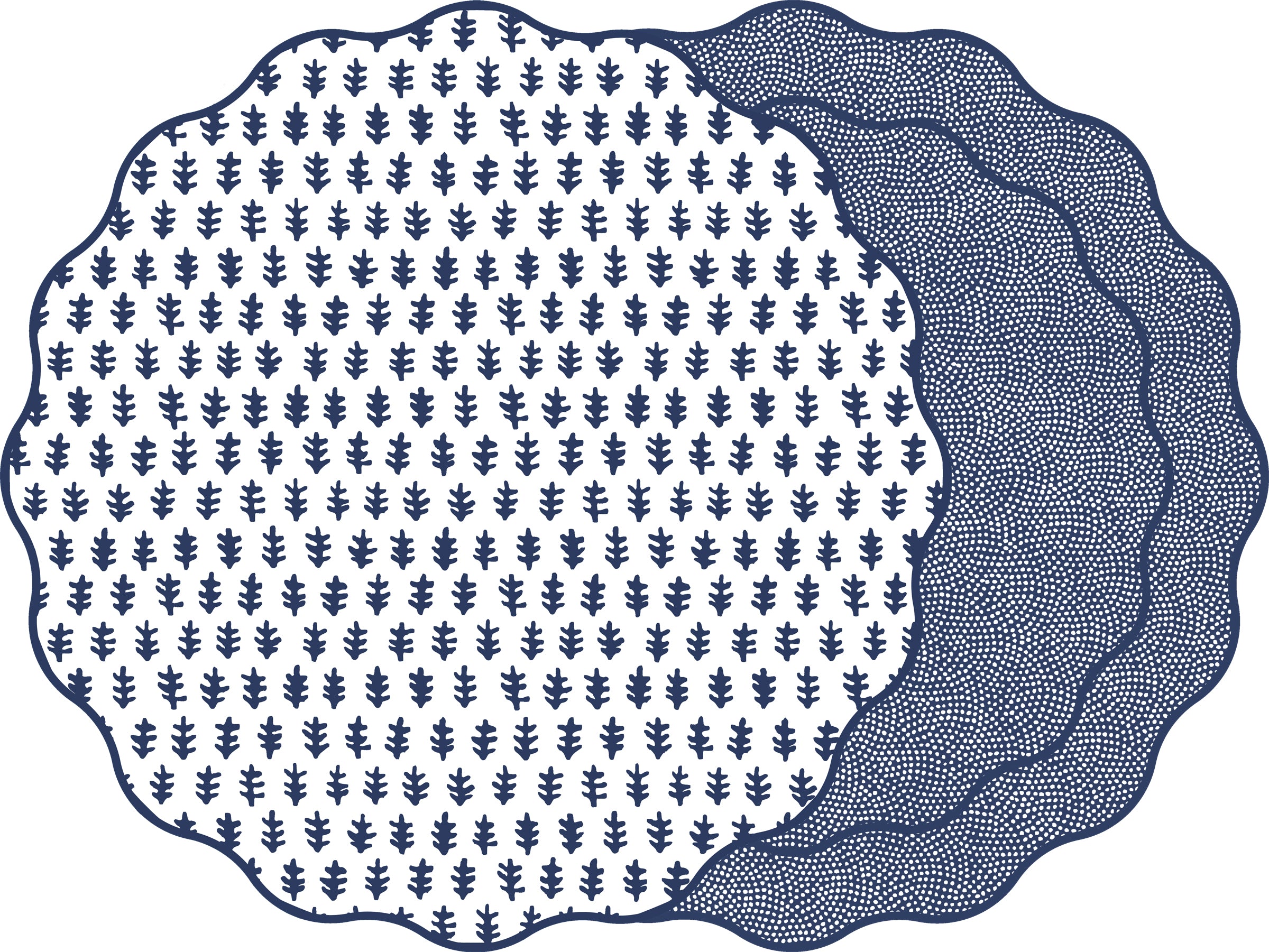 SCALLOP AGRA PLACEMAT ~ NAVY