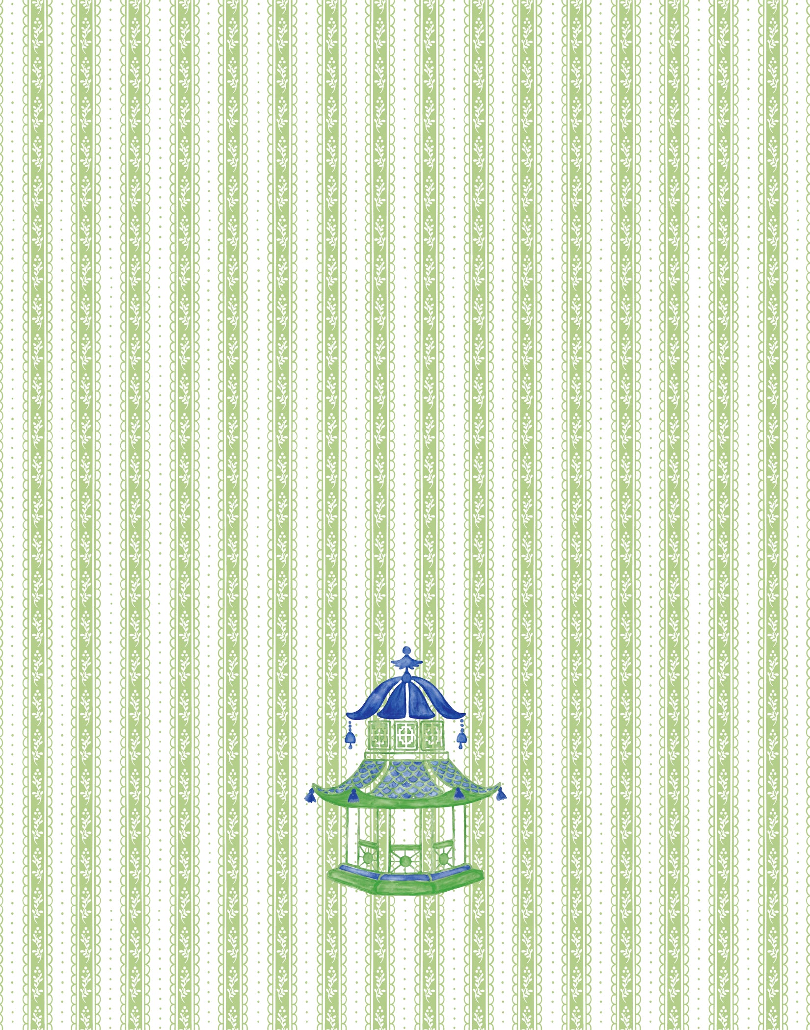 TEA TOWEL ~ PAGODA LIME