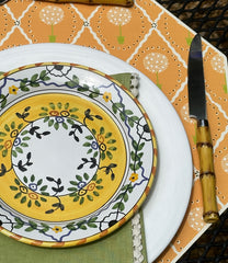 OCTAGONAL TWO SIDED PLACEMAT TOPIARY AND ASIAN CANE~ MELON