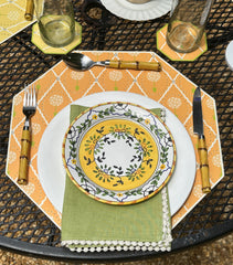 OCTAGONAL TWO SIDED PLACEMAT TOPIARY AND ASIAN CANE~ MELON