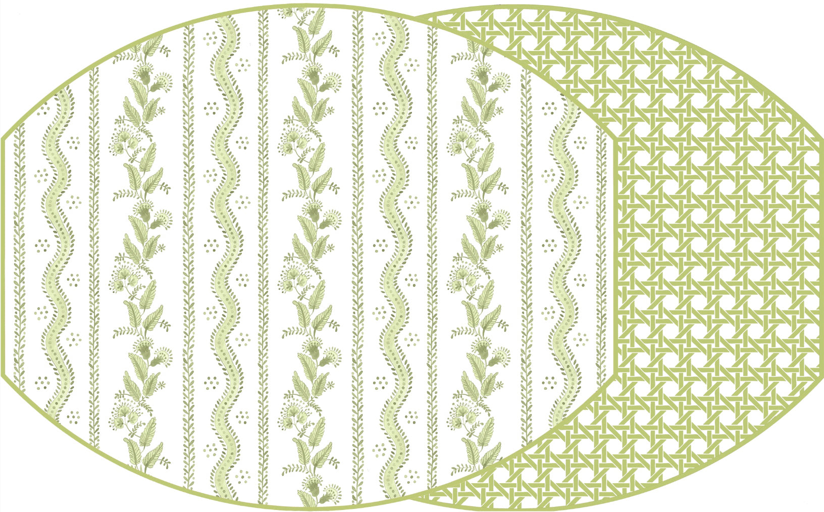 ELLIPSE TWO SIDED EMMA AND CANE PLACEMAT ~ LIME