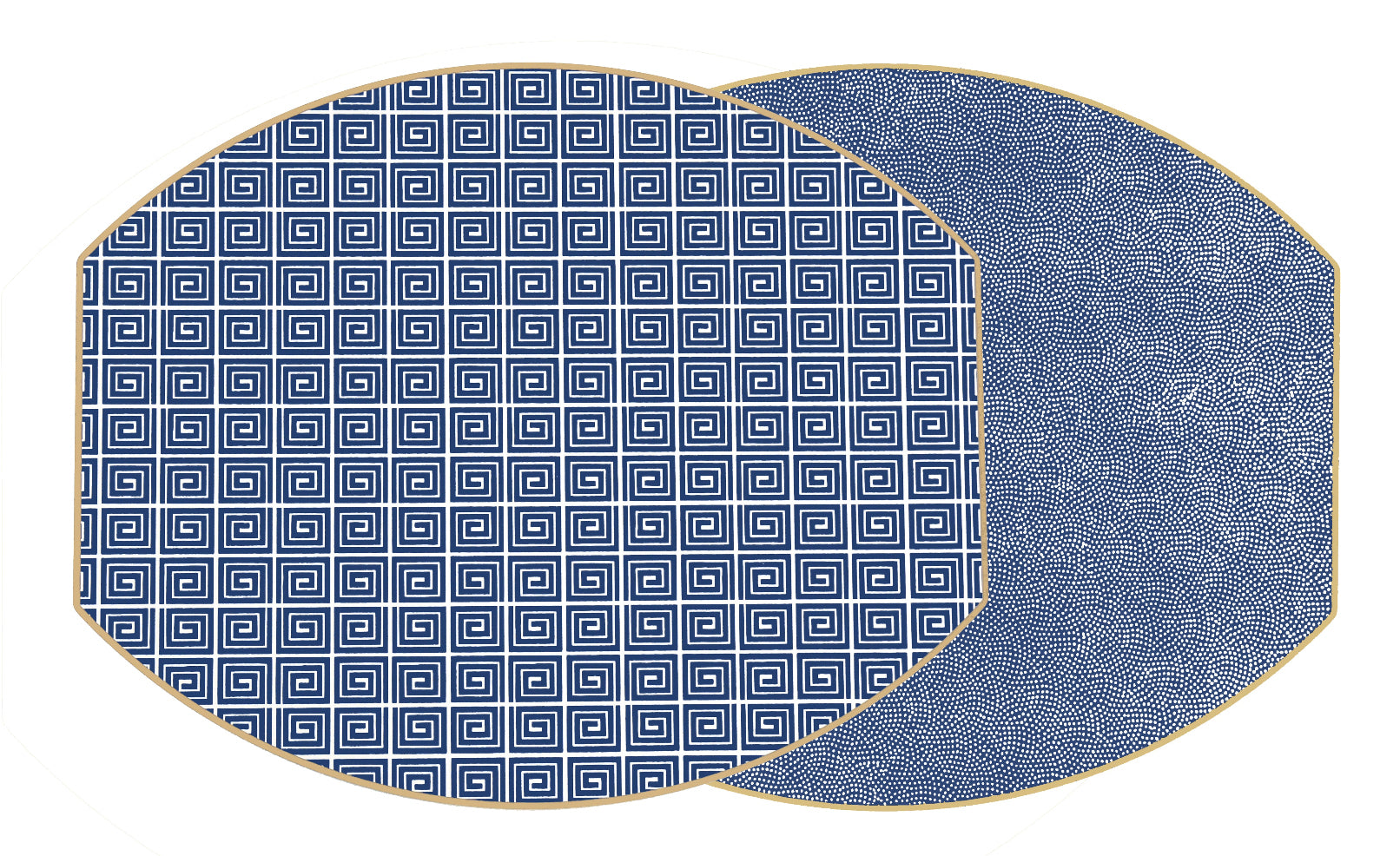 ELLIPSE TWO SIDED HOLLY'S KEY AND DOT FAN PLACEMAT ~ NAVY