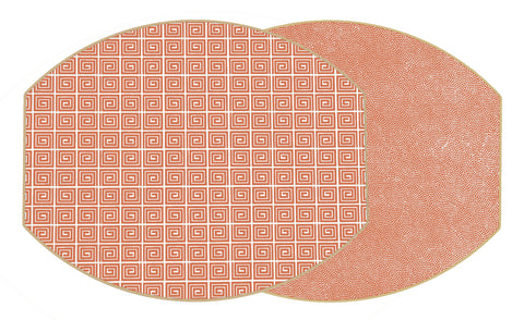 ELLIPSE TWO SIDED HOLLY'S KEY AND DOT FAN PLACEMAT ~ PAPRIKA