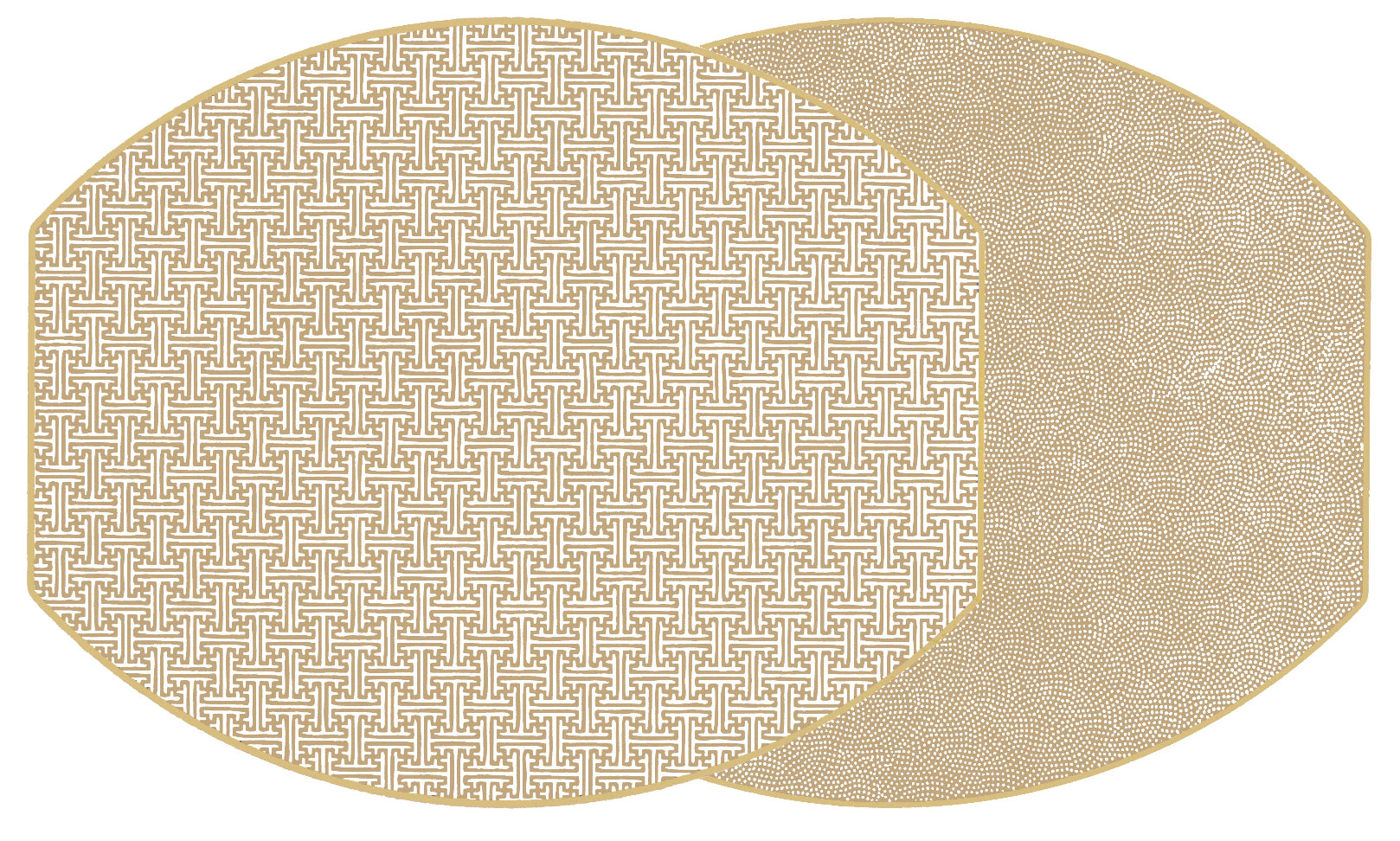 ELLIPSE TWO SIDED SAYAGATA AND DOT FAN PLACEMAT ~ LATTE
