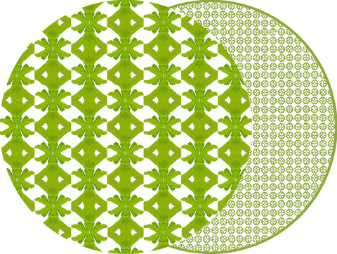 ROUND TWO SIDED PALM  AND JAIPUR PLACEMAT ~GREEN