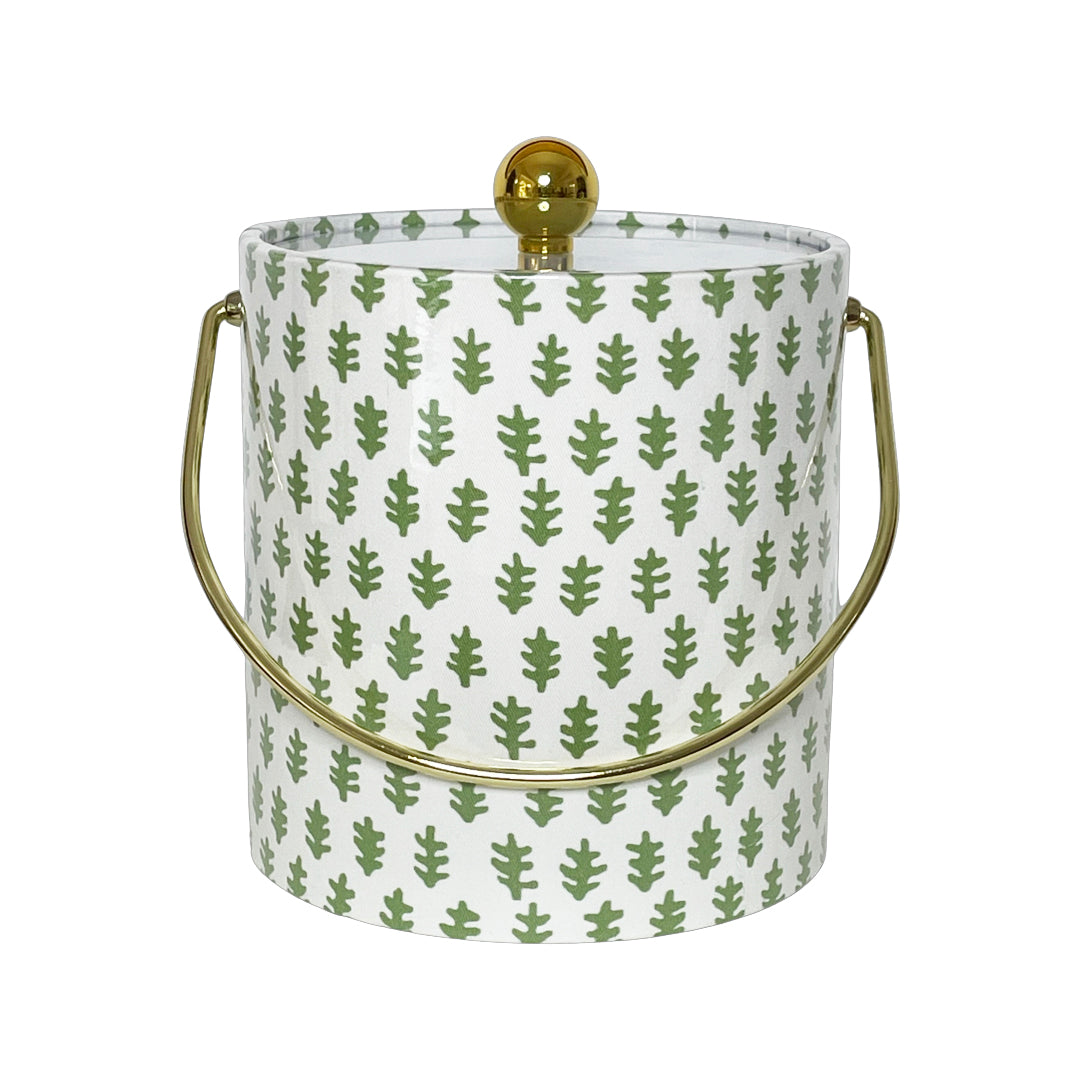 AGRA SAXON GREEN ICE BUCKET WITH GOLD HANDLE