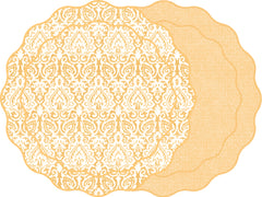 TWO SIDED SCALLOP DAMASK  PLACEMATS ~10 COLORS