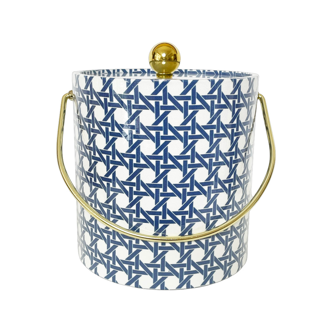 CANE NAVY ICE BUCKET WITH GOLD HANDLE