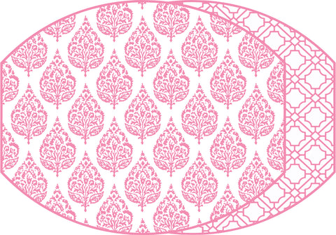 ELLIPSE TWO SIDED PLACEMAT FLORA AND ASIAN CANE ~ SACHET