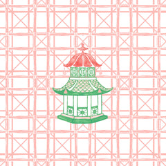 PAGODA MAHJONG AND GAME TABLECLOTH ~ CORAL