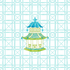 PAGODA MAJHONG AND GAME TABLECLOTH ~ SEA