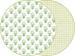 ROUND TWO SIDED PETITE FLEUR AND JAIPUR PLACEMAT ~ 4 COLORS