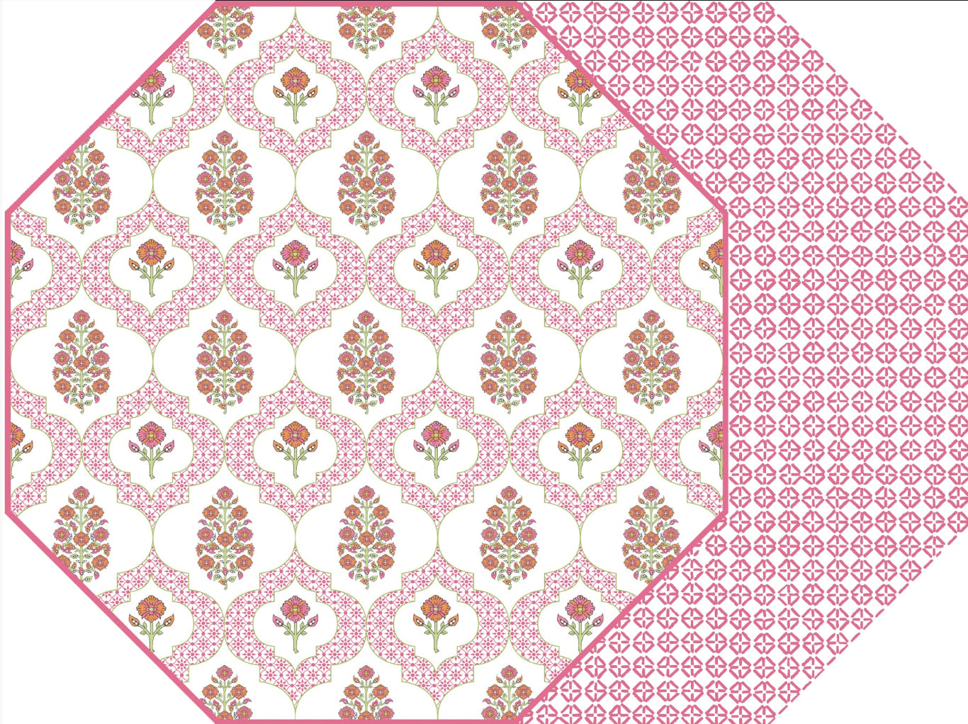 OCTAGONAL TWO SIDED INDIENNES PLACEMAT ~ ROSE