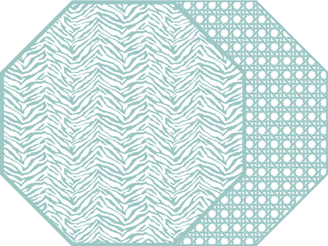 OCTAGONAL TWO SIDED ZEBRA PLACEMAT WITH CANE ~ SEA