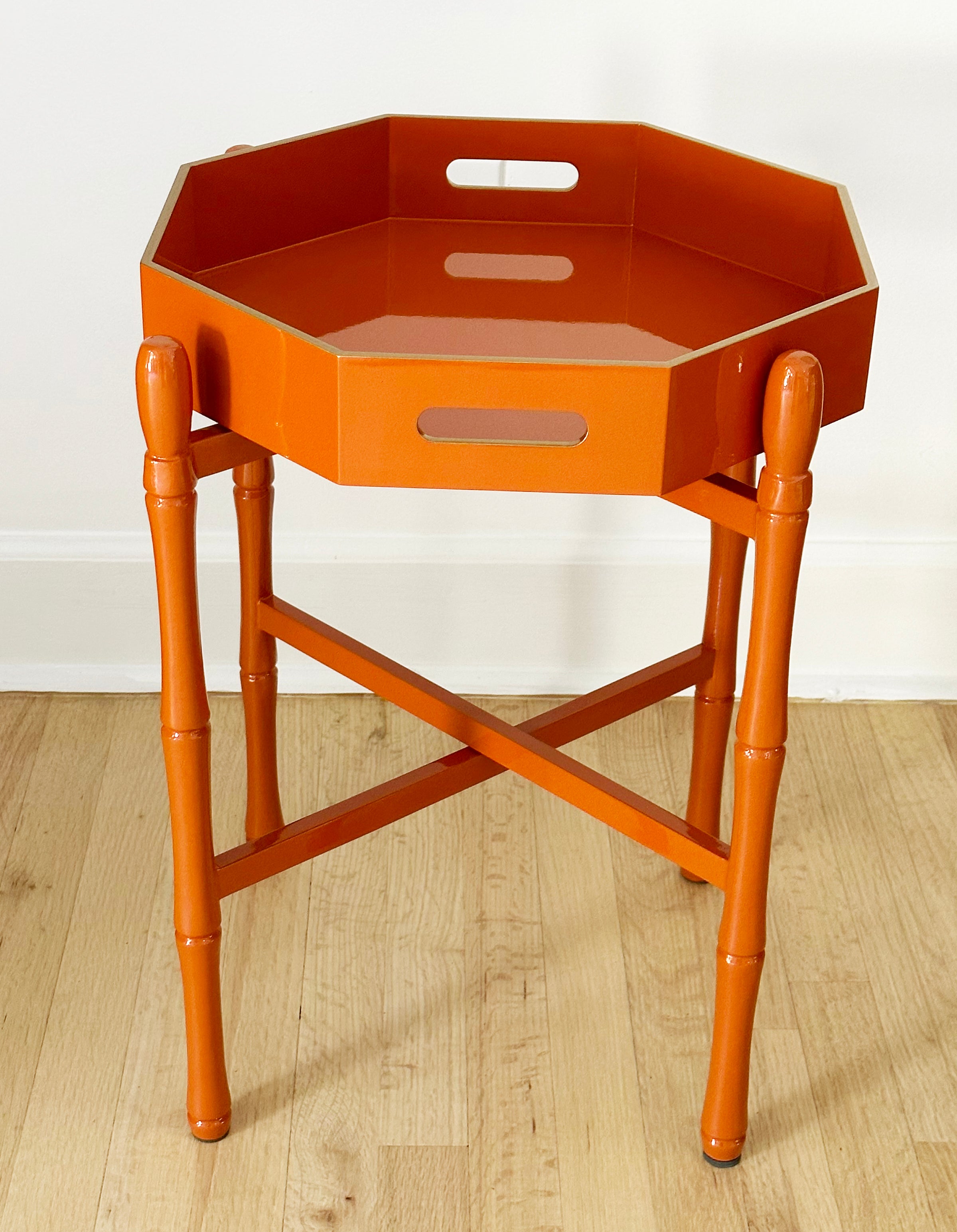 OCTAGONAL LACQUER TRAY TABLE PAPRIKA