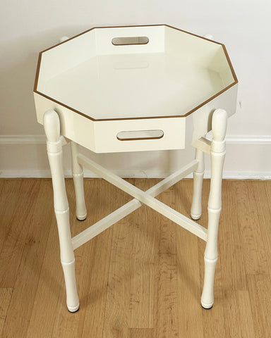OCTAGONAL LACQUER TRAY TABLE OFF WHITE
