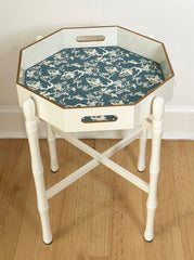 OCTAGONAL LACQUER TRAY TABLE OFF WHITE