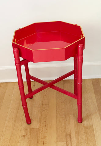 OCTAGONAL ROSE LACQUER TRAY TABLE