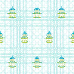 PAGODA MAJHONG AND GAME TABLECLOTH ~ SEA
