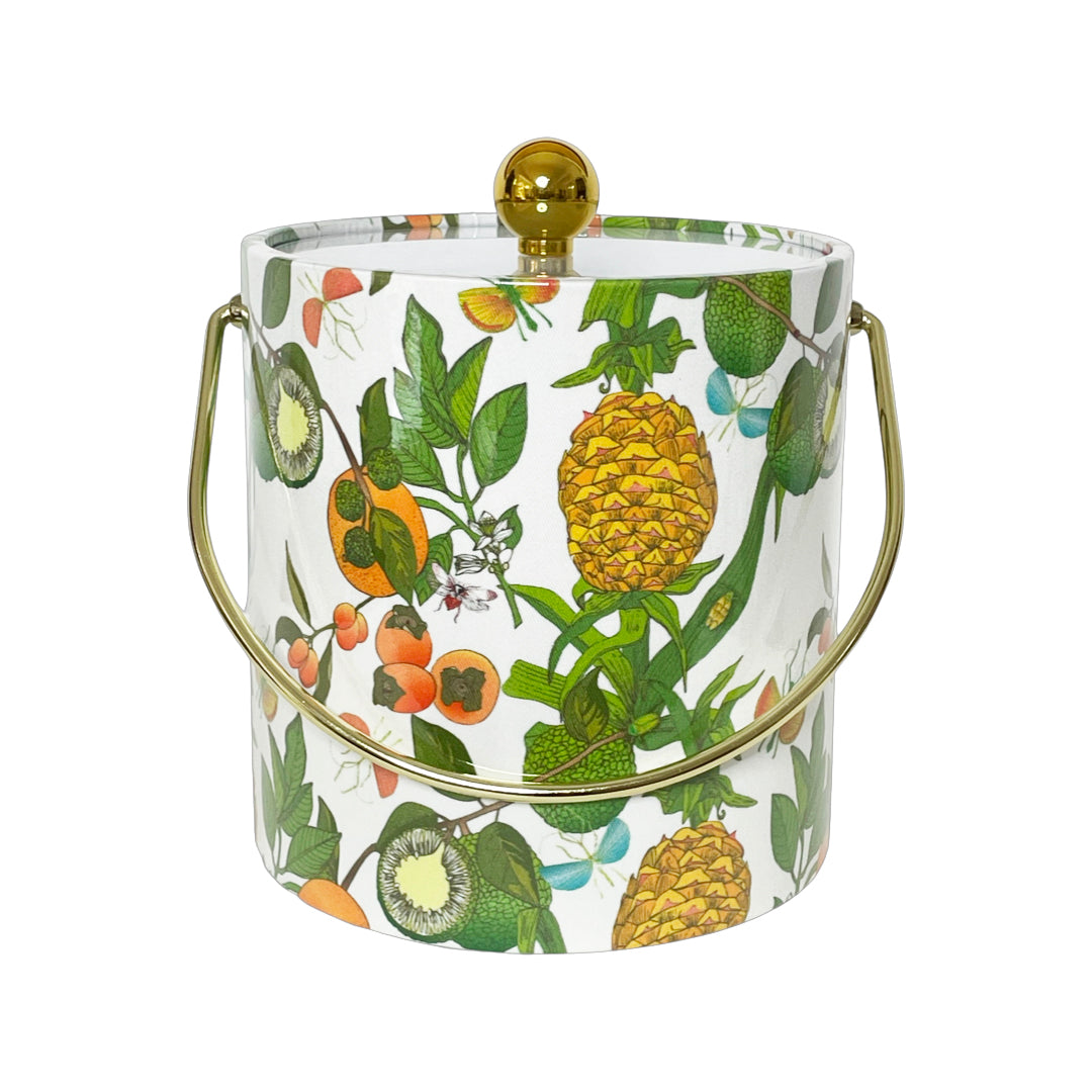 COTTON AND QUILL PINEAPPLE ICE BUCKET WITH GOLD HANDLE