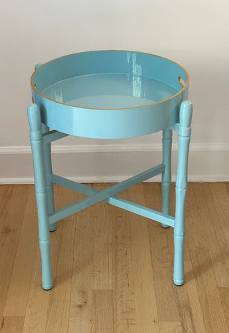 ROUND AQUATIC LACQUER TRAY TABLE