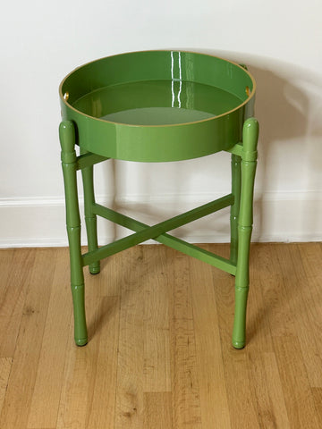 ROUND  GREEN TEA LACQUER TRAY TABLE