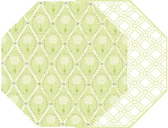 OCTAGONAL TWO SIDED PLACEMAT TOPIARY AND ASIAN CANE ~ LIME