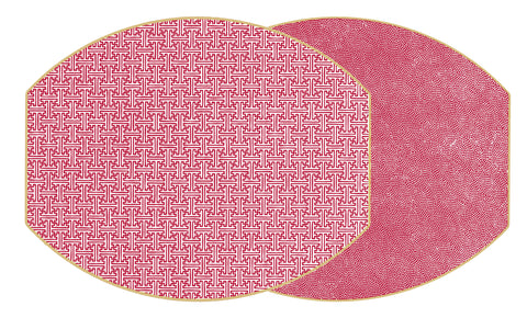 ELLIPSE TWO SIDED SAYAGATA AND DOT FAN PLACEMAT ~ SYRAH