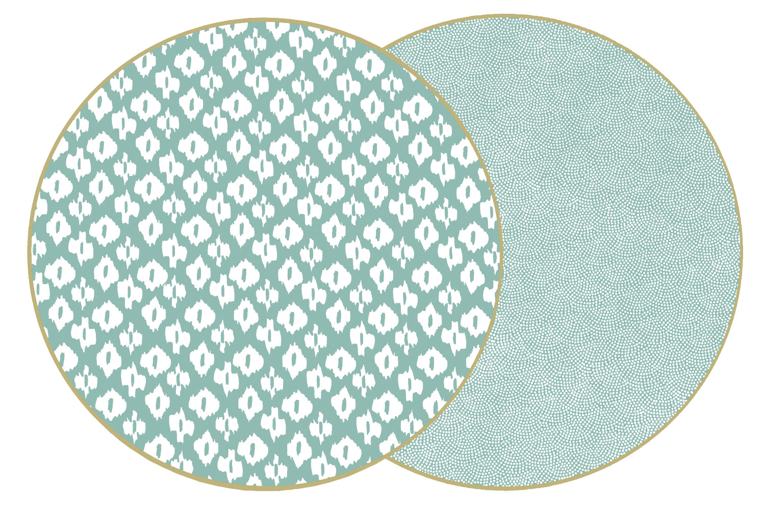 ROUND TWO SIDED IKAT AND DOT FAN PLACEMAT ~ SEA