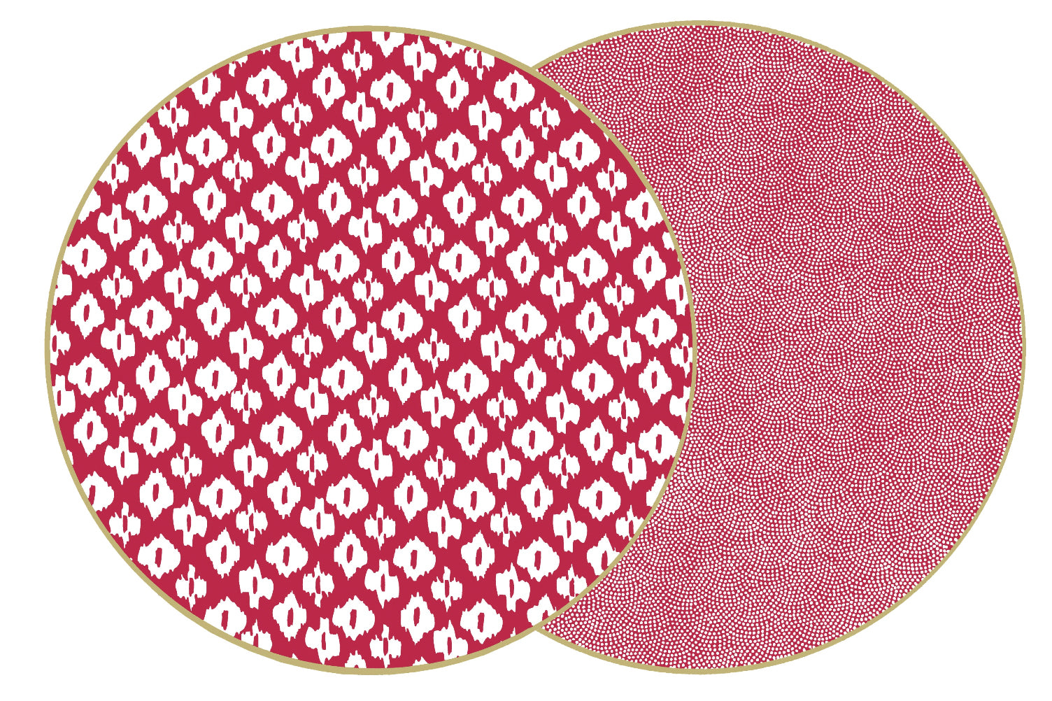ROUND TWO SIDED IKAT AND DOT FAN PLACEMAT ~ SYRAH