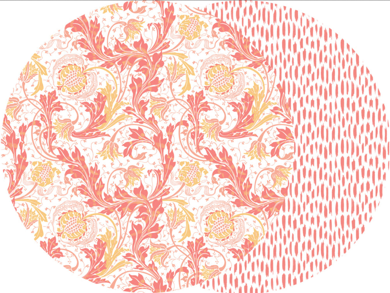 ROUND TWO SIDED POMEGRANATE AND JAIPUR PLACEMAT ~ WATERMELON