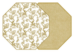 OCTAGONAL CHINOIS AND CANE TWO SIDED OCTAGONAL PLACEMAT ~ 13 COLORS