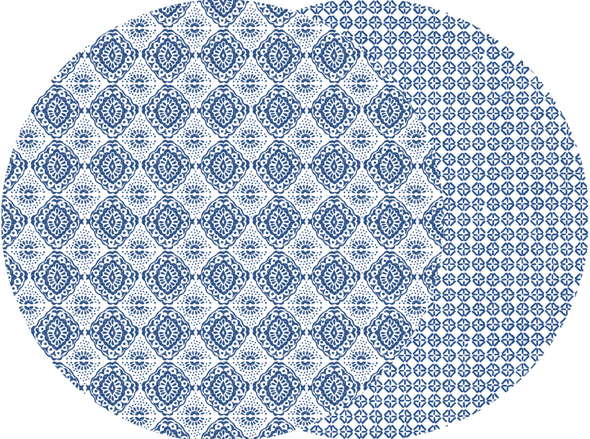 Two Sided Navy Flower Placemat