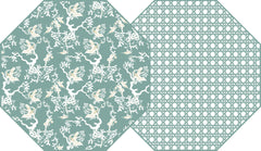 CHINOIS AND CANE TWO SIDED OCTAGONAL PLACEMAT