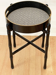ROUND BLACK LACQUER TRAY TABLE